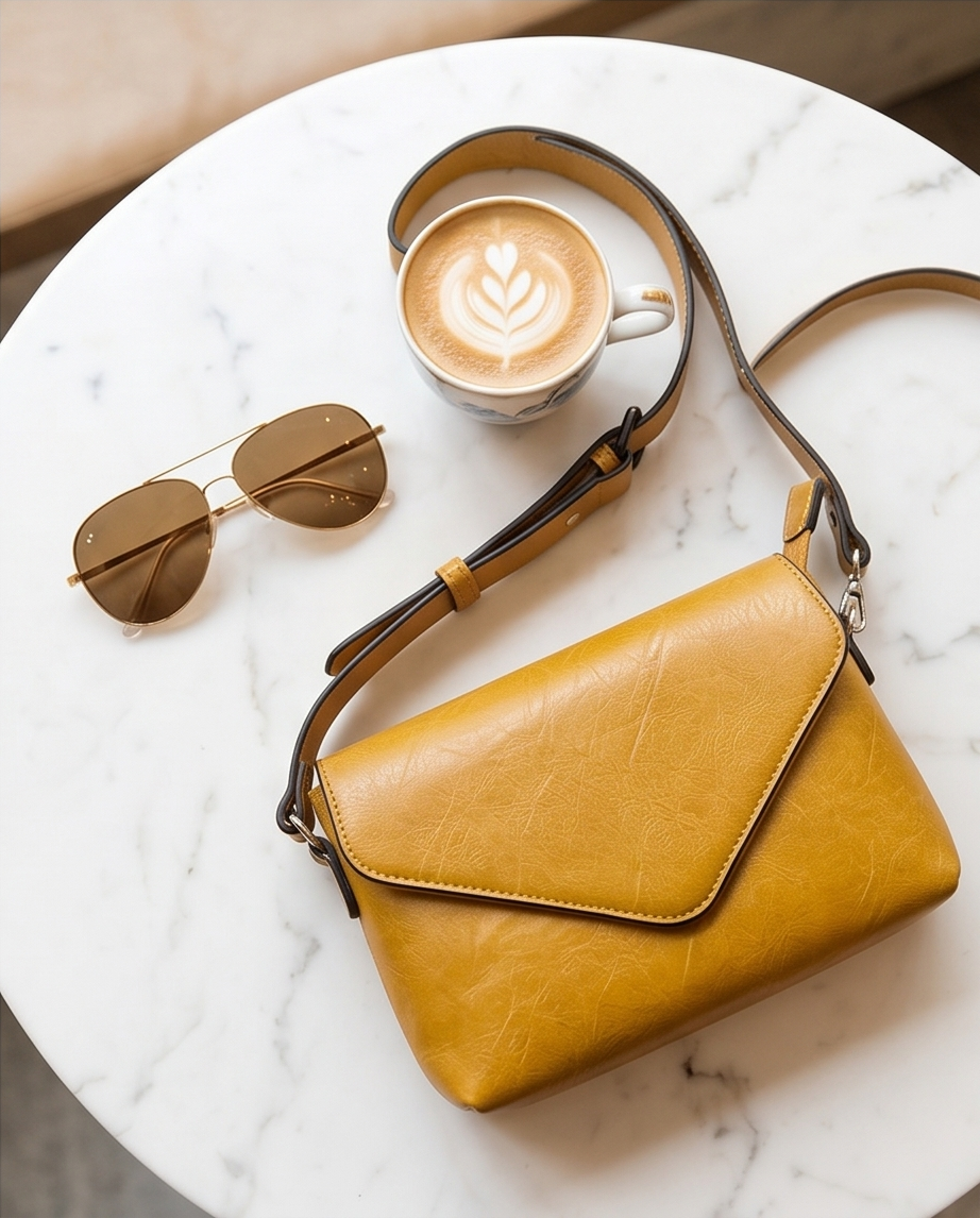 Isabelle Tan, Vegan Leather Shoulder bag.