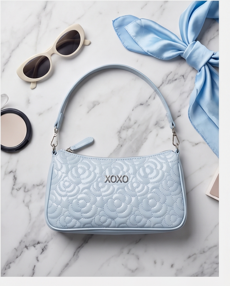 XOXO Baby blue crossbody with rose floral pattern