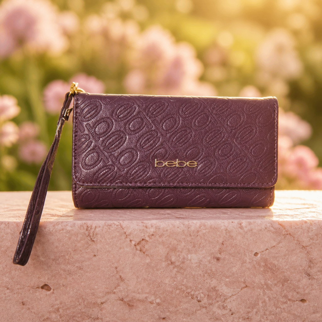 Celeste Debossed Trifold Wallet in Plum