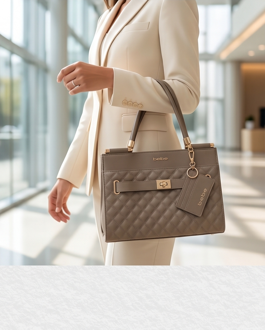 Alex Quilted Satchel w/cc in Taupe