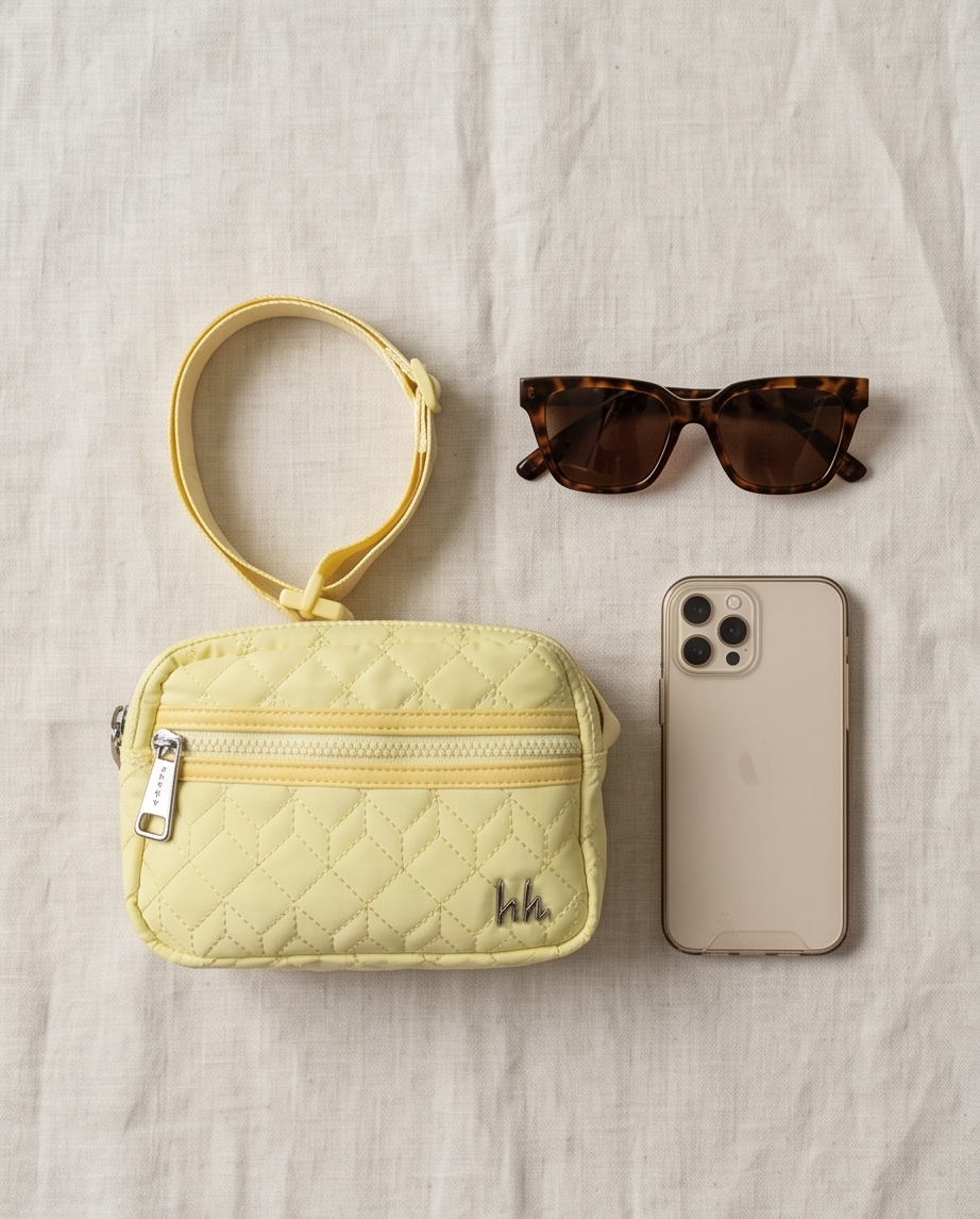 Quilted yellow crossbody bag by Designer Nicole Miller
