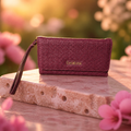 Amaris Embossed Trifold Wallet in Merlot