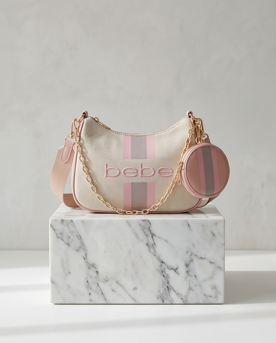 Paisley Canvas crossbody with coin pouch in Powder Pink