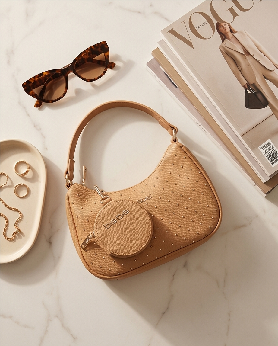 Sagan Studded Crossbody W/cc in Camel