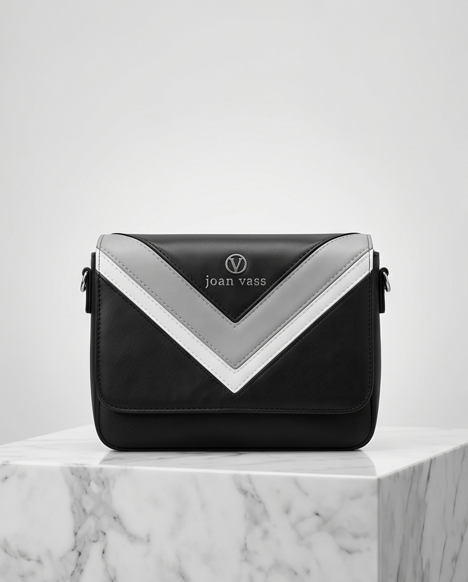Joan Vass -- Medford Shoulder Bag (Black/Grey/White)