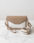 Isabelle classic crossbody in Beige and white