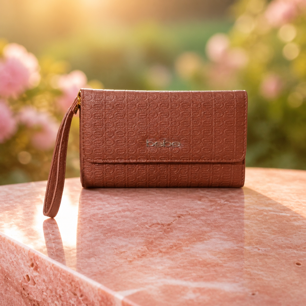 Amaris Embossed Trifold Wallet in Caramel
