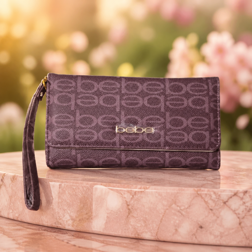 Ariyah Logo printed trifold Wallet in Plum