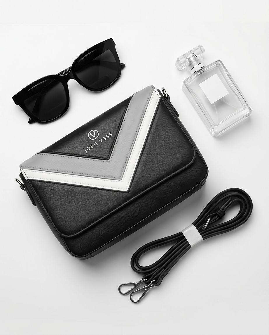 Joan Vass -- Medford Shoulder Bag (Black/Grey/White)