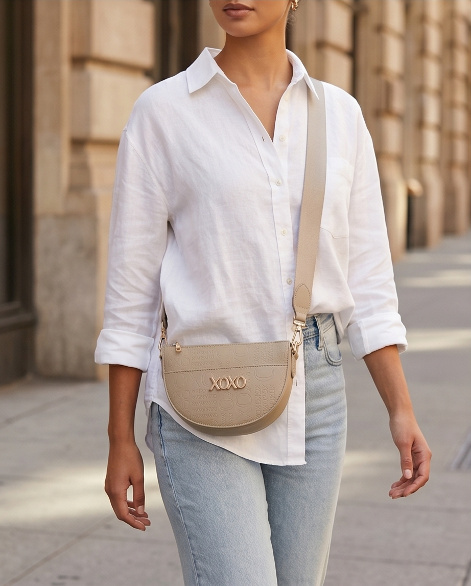 XOXO Taupe Moon Shape Crossbody