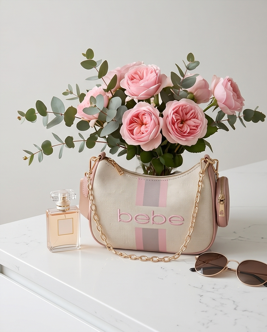 Paisley Canvas crossbody with coin pouch in Powder Pink