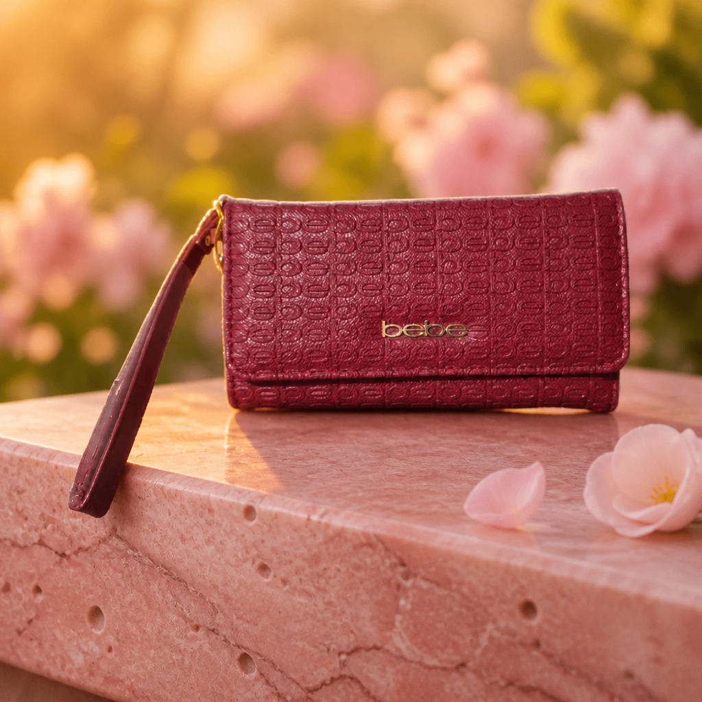 Amaris Embossed Trifold Wallet in Dark Red